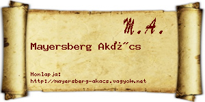 Mayersberg Akács névjegykártya